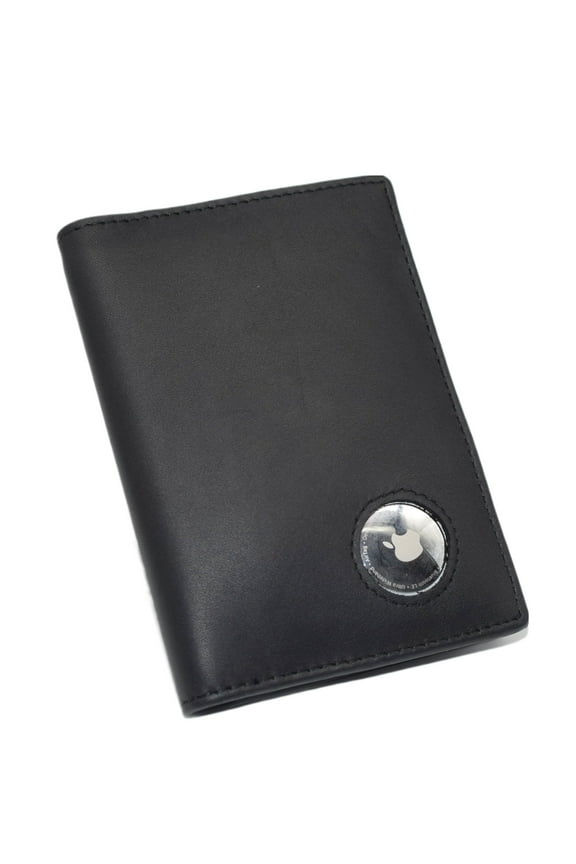 Airtag Passport Holder, Genuine Leather Travel Wallet with Airtag Slot, Passport Cover Case for Men & Women, Airport Travel Essentials Plain Black