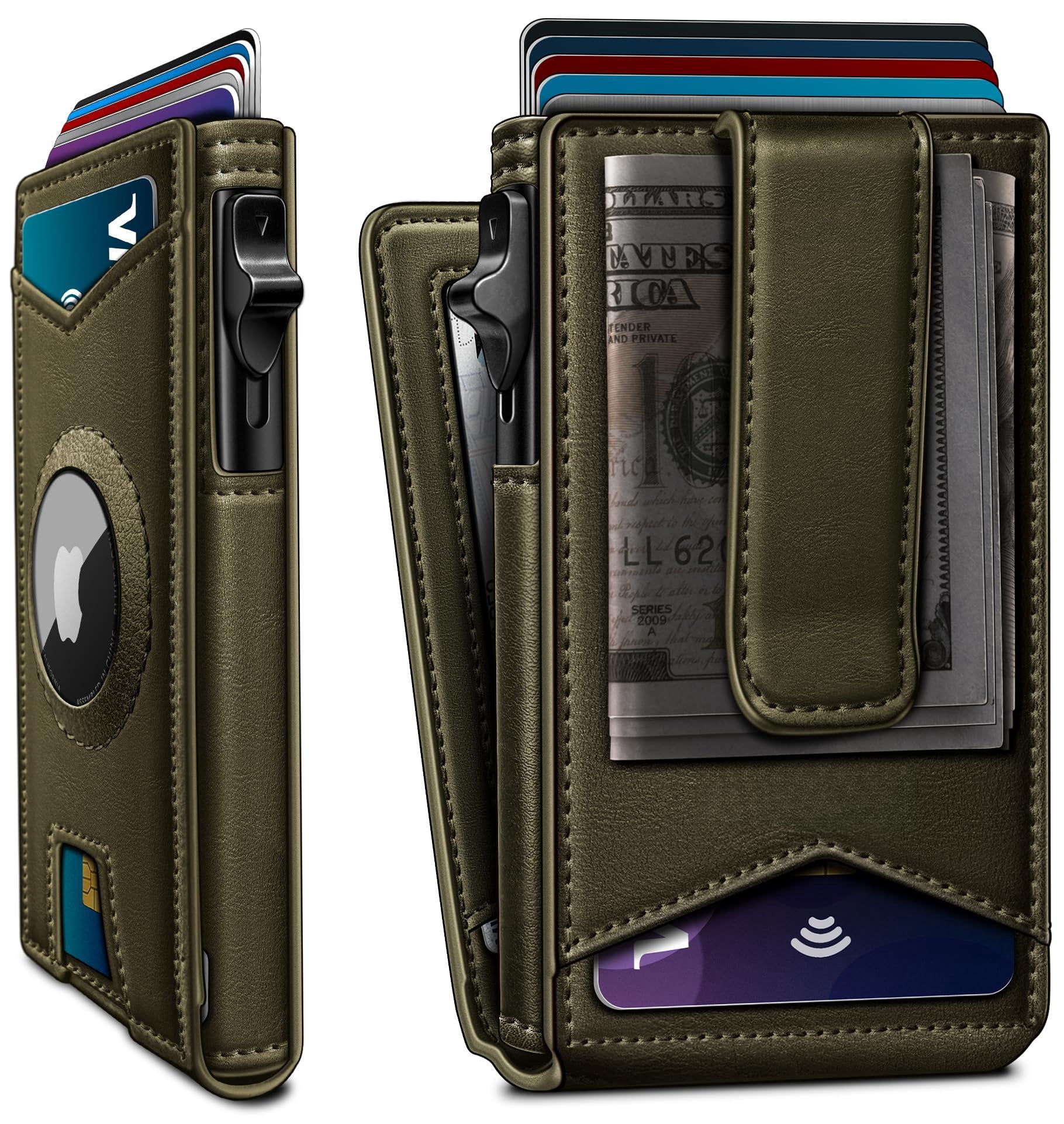 Airtag Wallet For Men Money Clip 9-card Pop-up Credit Card Holder With ...