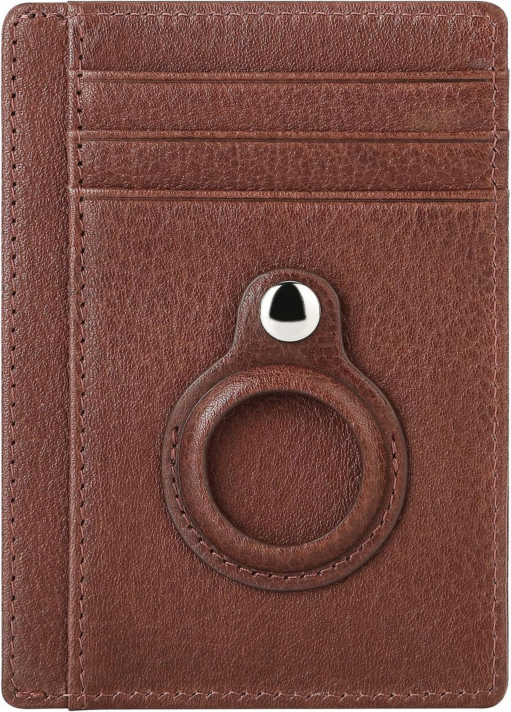 The Frenchie Co. AirTag Speed Wallet Mini - Ultra-slim RFID Blocking Card Holder With AirTag Pocket, Full-grain Italian Leather