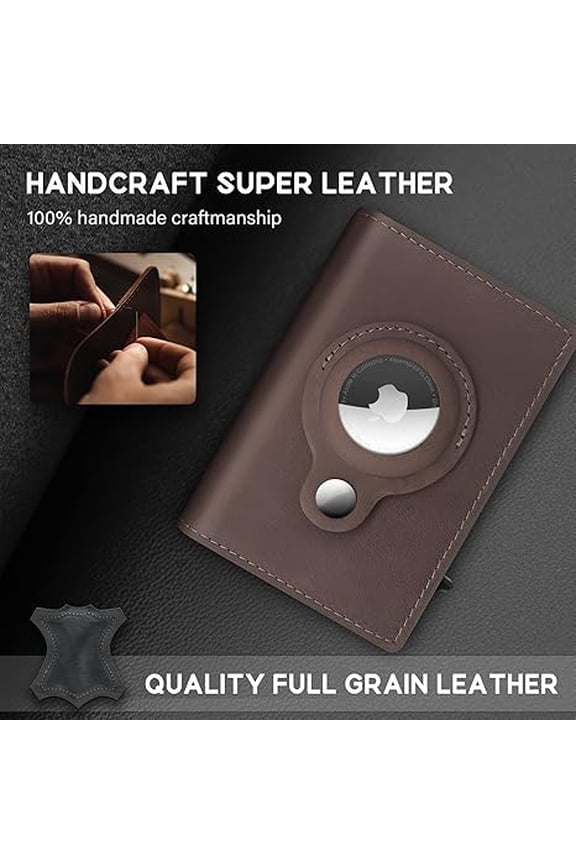 Airtag Wallet for Mens Wallet Edge Wallet Cartera de Hombre Card Holder Smart,Slim,Minimalist Wallet,RFID Blocking Wallet (Coffee).