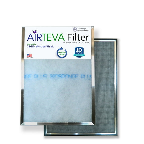 Airteva AC, Furnace Filter With (1) Biosponge Plus Replacement Pad (16 X 20 x 1) Actual Size: 15 1/2 x 19 1/2 x 3/4"