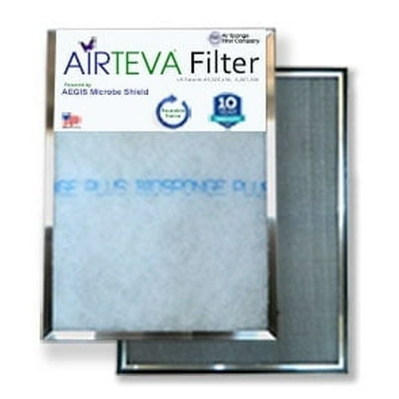 Airteva AC, Furnace Filter With (1) Biosponge Plus Replacement Pad (18 x 18 x 1") Actual Size: 17 1/2 x 17 1/2 x 3/4"