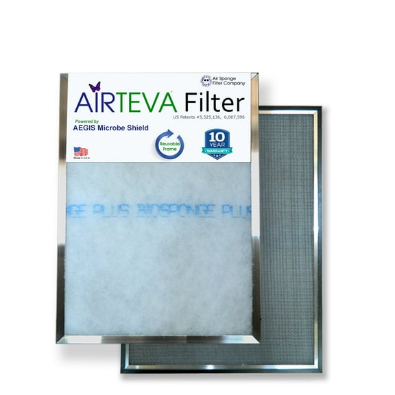 Airteva AC, Furnace Filter With (1) Biosponge Plus Replacement Pad 22 x 23 x 1) Actual Size: 22 x 23 x 3/4"