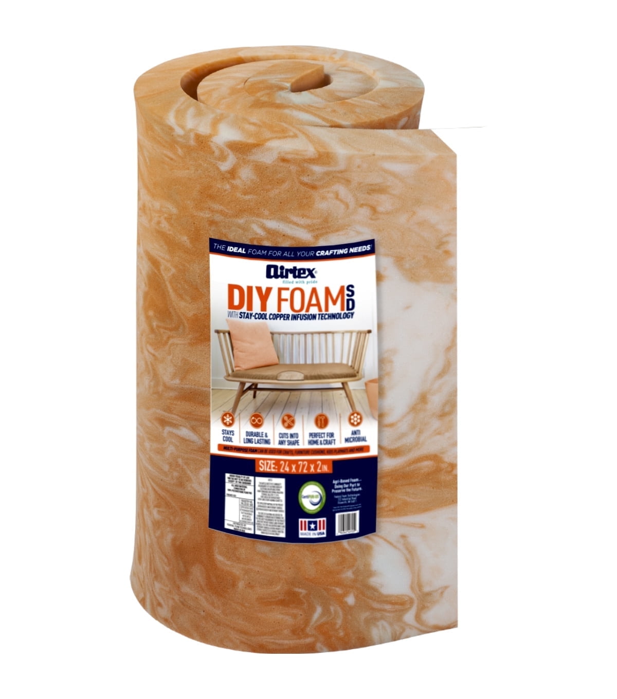 Airtex Copper Infused Foam – 2” x 24” x 72”