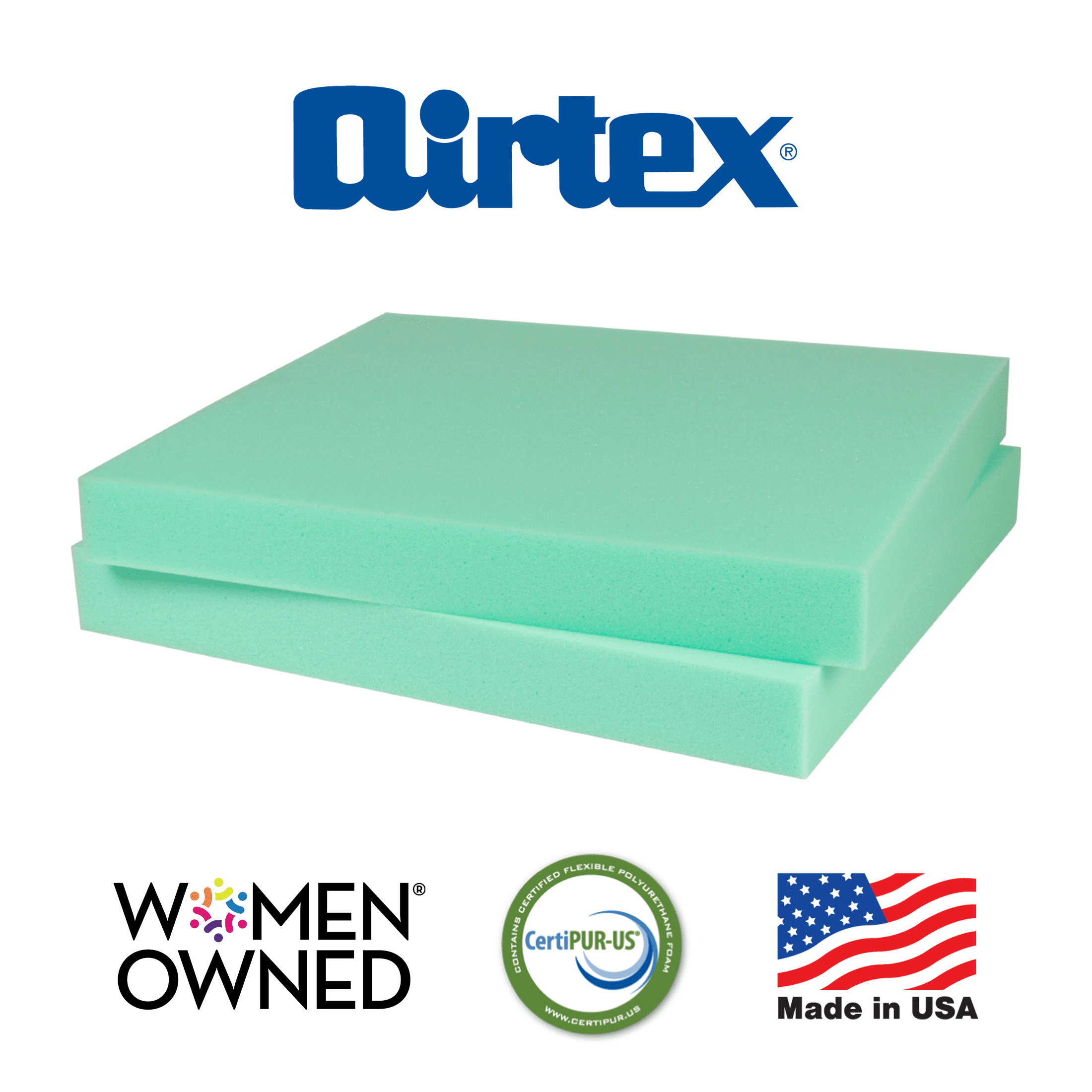 Airtex High-Density Foam Cushion Set – 2-Pack (2" x 15" x 17")