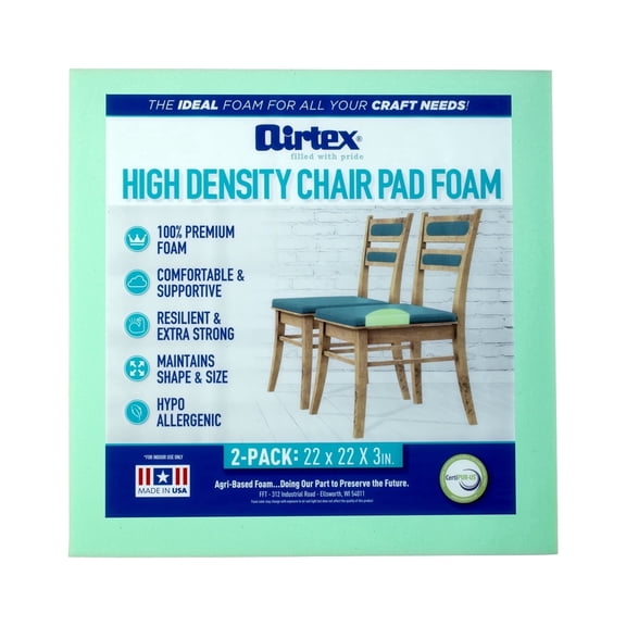 Airtex High-Density Foam Cushion Set 3" x 22" x 22" 2 pack
