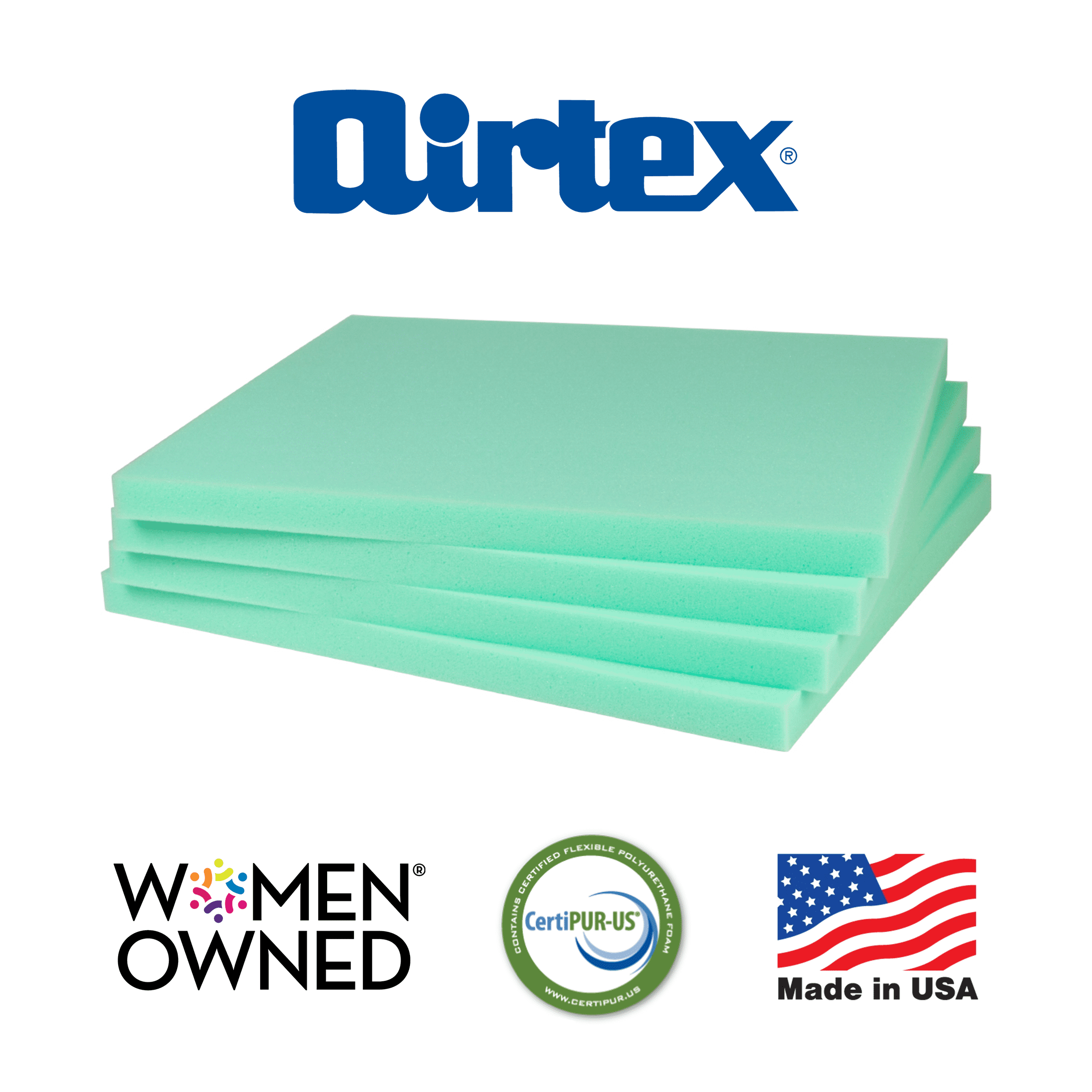 Airtex High-Density Foam Cushion Set – 4-Pack (1" x 15" x 17")