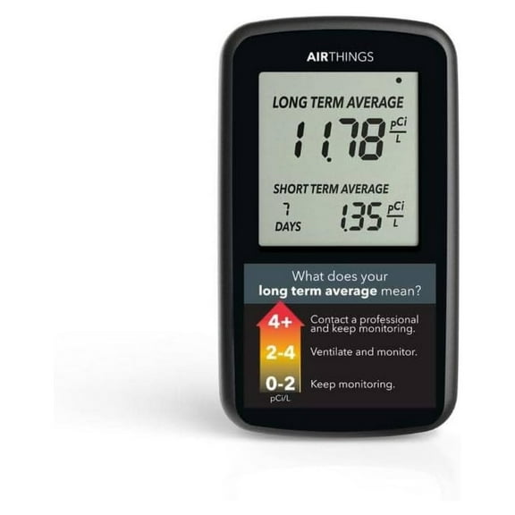 Airthings Corentium Home Radon Detector 2350 Portable, Lightweight, Easy-to-Use, (3) AAA Battery Operated, USA Version, pCi/L