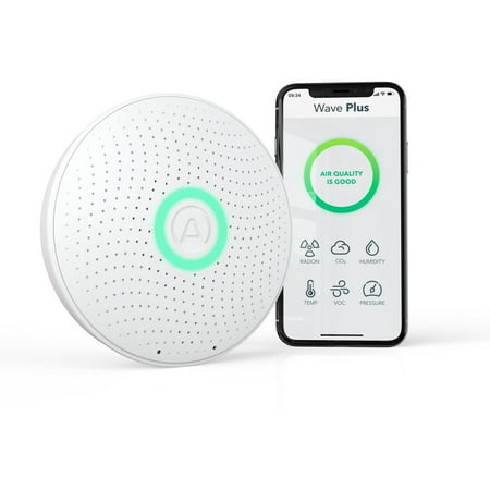 Airthings - Wave  Plus Smart Indoor Air Quality Monitor with Radon Detection - Matte White