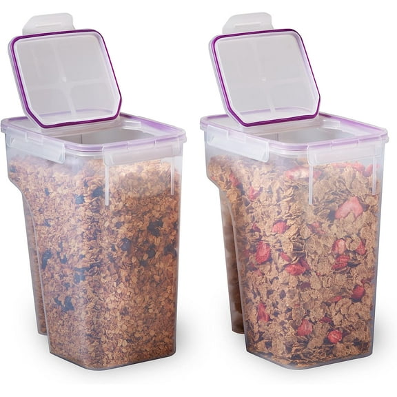 Airtight 2-Pack (22.8 Cup) Cereal Dispenser Storage Containers, Flip-Top Lid BPA Free, Plastic Containers For Cereal, Rice, Snack, Dry Food and Pantry Organization