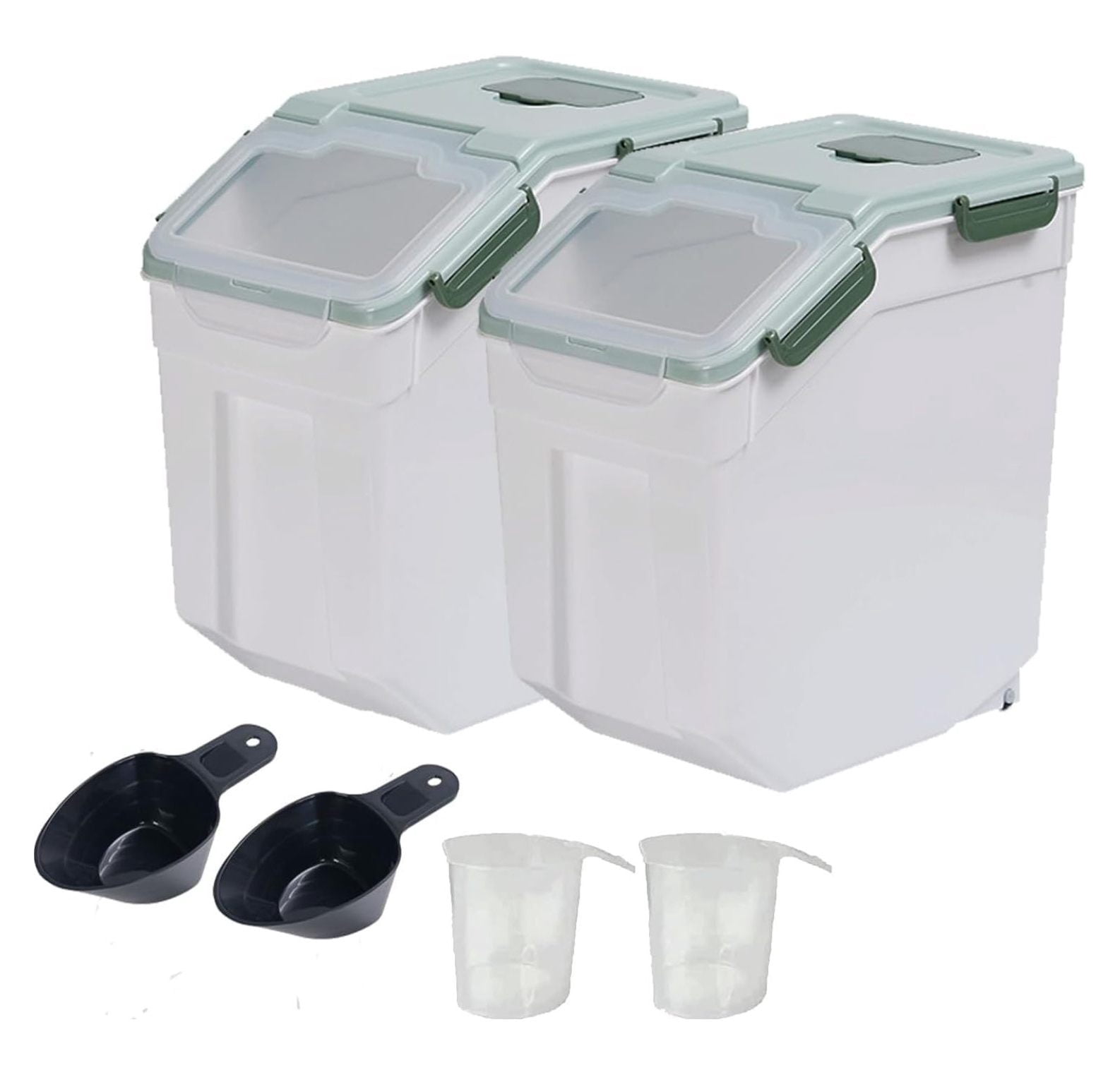 Airtight 25lb Flour Storage Container 2 Pcs Green Large Capacity Bins ...