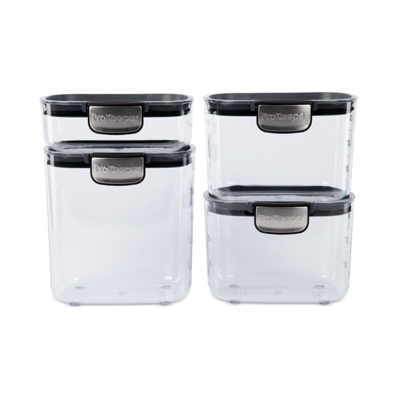 Airtight 4-Piece Pantry Storage Set with Snug Silicone Seals, Modular Stackable Design