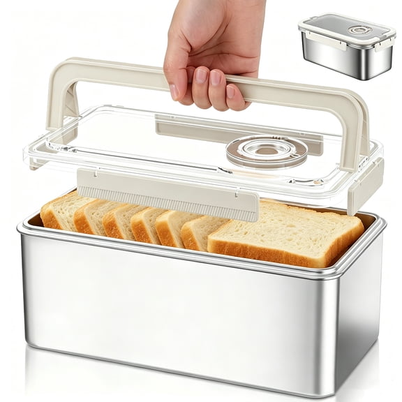 Airtight Bread Box Stainless Steel Bread Storage for Homemade Bread,Dishwasher Safe Bread Containers Storage Airtight Loaf, Airtight Bread Storage Container with Lid and Handle 5800ML
