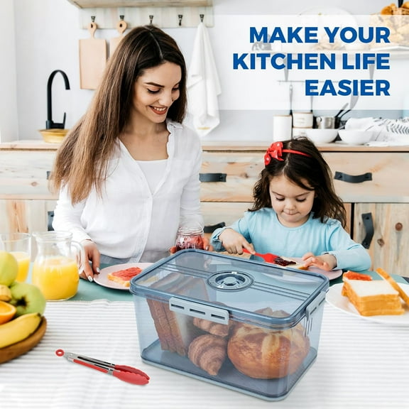 Airtight Bread Storage Container with Time Recording, Clear Acrylic Baked Goods Keeper for Toast, Donuts, Cookies