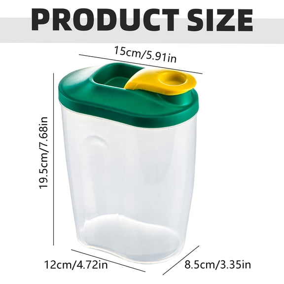 Airtight Cereal Storage Container, Clear Plastic Grain Canister For Kitchen Pantry Food Storage