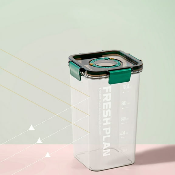 Airtight Cereal Storage Container with Lid, Clear Kitchen Food Organizer for Grain, Sugar, Flour, Rice, Nuts, Snacks, Leak-Proof, Space-Saving, Food Grade Material