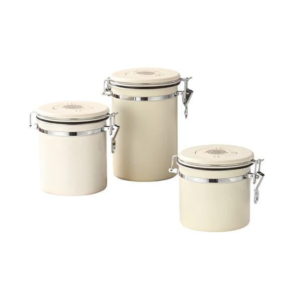 Airtight Coffee Canister 304 Stainless Steel With Scoop White 1 Pack For Coffee Bean Storage