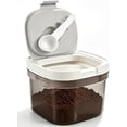 thumbnail image 1 of Airtight Coffee Canister with Magnetic Spoon, 0.8L BPA-Free Plastic Coffee Container for 8oz Ground Coffee & Beans, Dual Seal Locking Lid, Dark Brown Pantry Storage Jar, 1 of 8