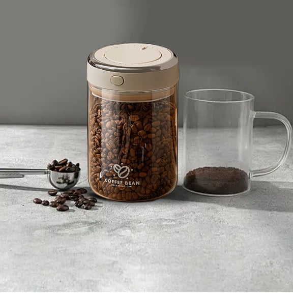 Airtight Coffee Canister With One Way V Alve Freshness Tr Acker And Large Capacity Glass Coffee Storage Jar For Be Ans And Grounds Storage Containers Large Clear Storage for Closet Storage with Lids