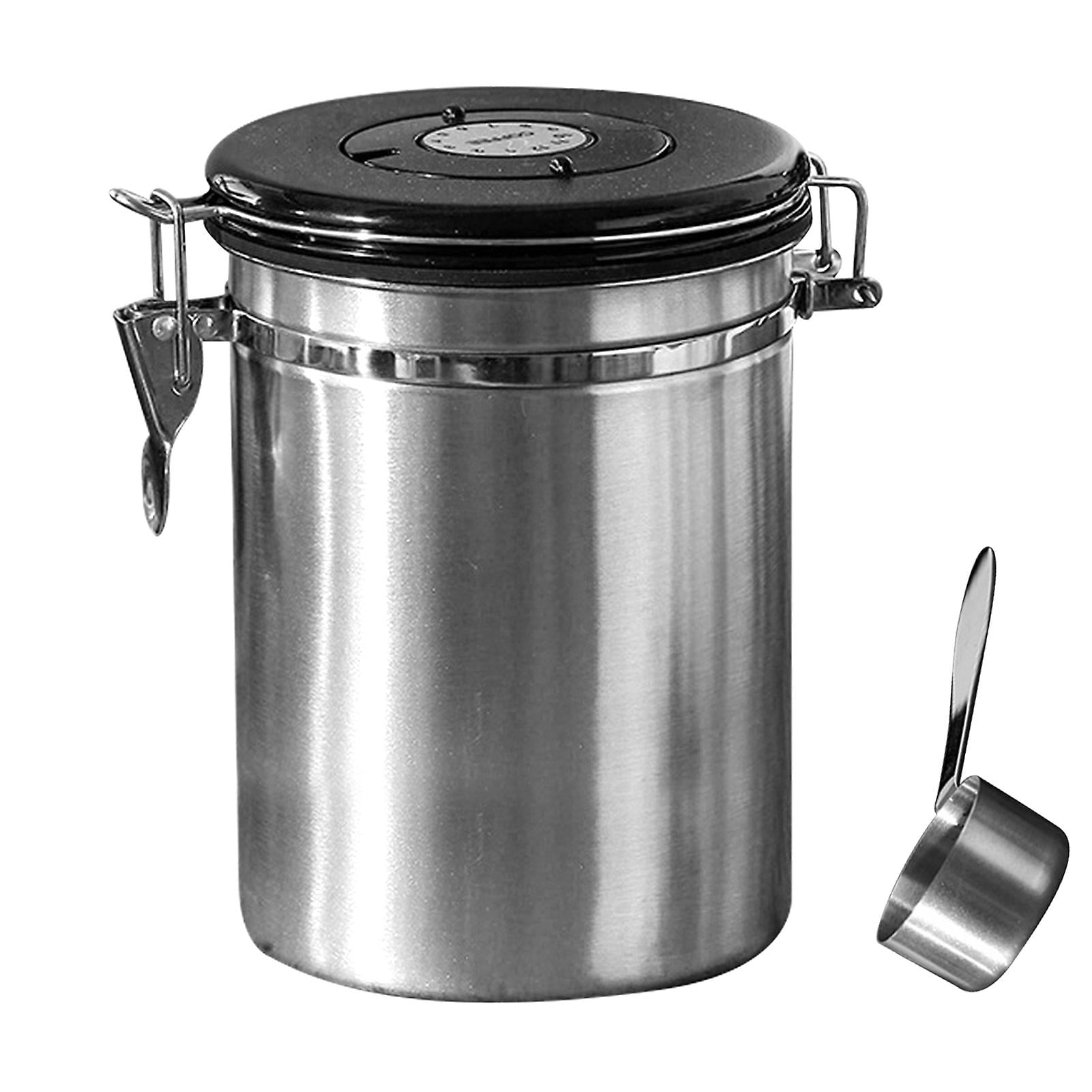 Airtight Coffee Storage Container Multifunctional Food Storage Container for Fresh-Coffee Bean 1.8L Silver