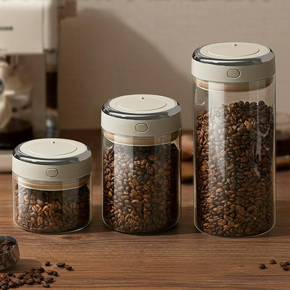 Airtight Coffee Storage Container with Degassing Valve for Freshness Preservation | White KTFgvq