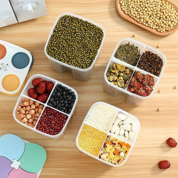 Airtight Divided Plastic Food Storage Container, BPA Free Stackable Meal Prep Box with Compartments, Kitchen Organizer for Leftovers Snacks