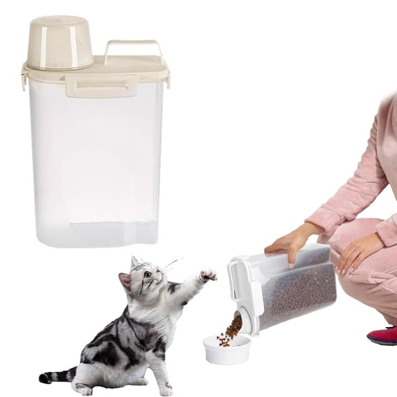 Airtight Dog Food Storage Container - Pet Food Dispenser With Sealing Ring & Measuring Cup, Kitchen Organizer For Cats/Dogs