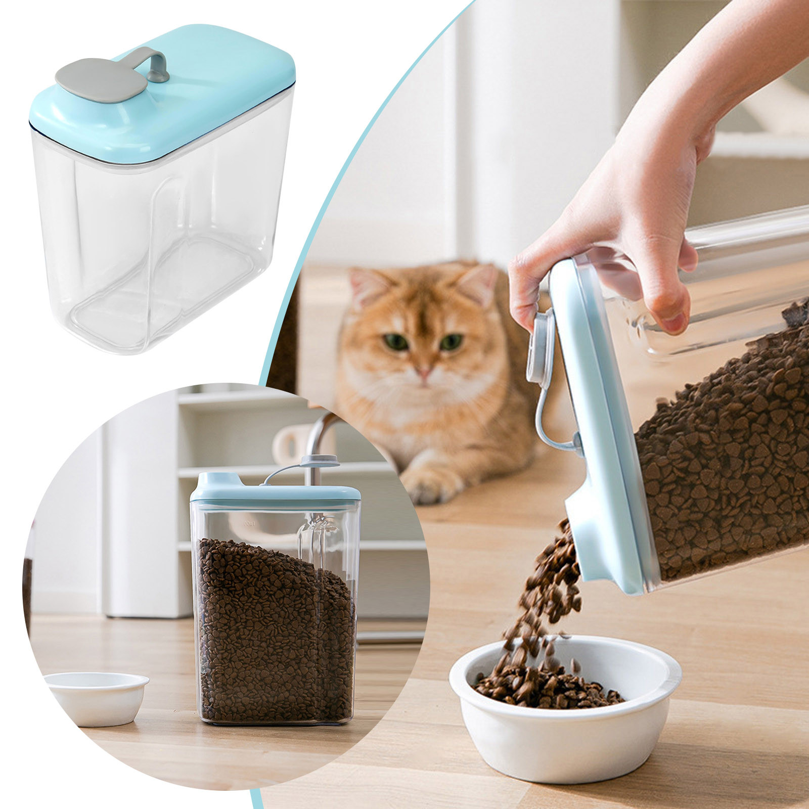 Pet food storage cabinets with airtight seals