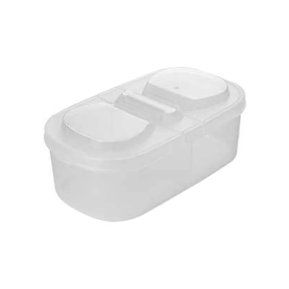 Airtight Double-Opening Food Storage Container, Transparent Plastic For Kitchen Pantry, Keeps Food Fresh And Crunchy, White