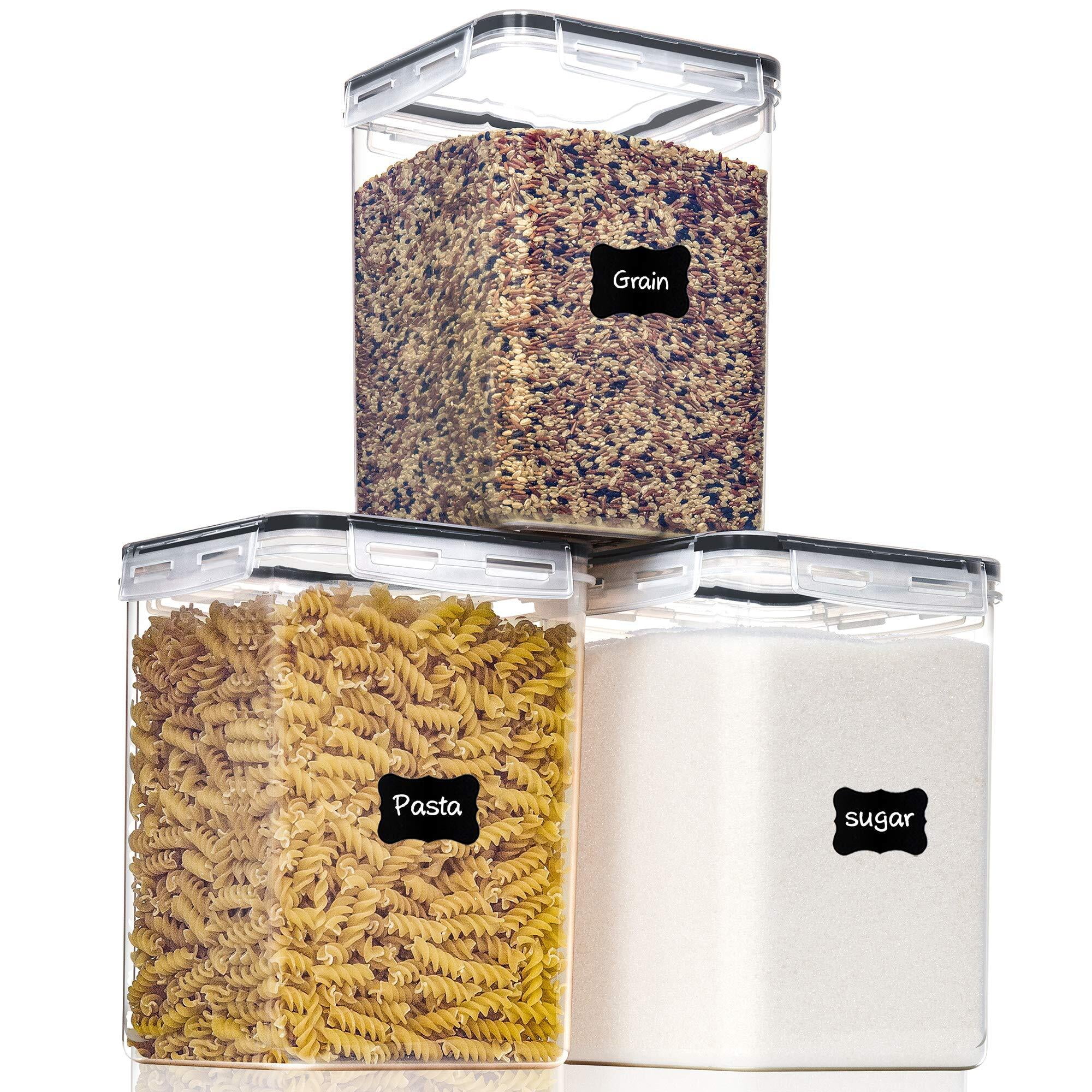 Airtight Flour Container Pantrystar 3 Pcs Extra Large Tall Plastic Pantry Storage Canister 5.2L 176oz