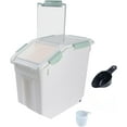 thumbnail image 1 of Airtight Flour Storage Container 25 lb Rice Storage Container with Wheels Seal Locking Lid, Food Containers with Measuring Cup& Scoop for Flour, Rice, Grain(Cyan), 1 of 14
