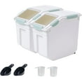 thumbnail image 1 of Airtight Flour Storage Container 25 lb Rice Storage Container with Wheels Seal Locking Lid, Food Containers with Measuring Cup& Scoop for Flour, Rice, Grain, Gray, 2Pack, 1 of 14