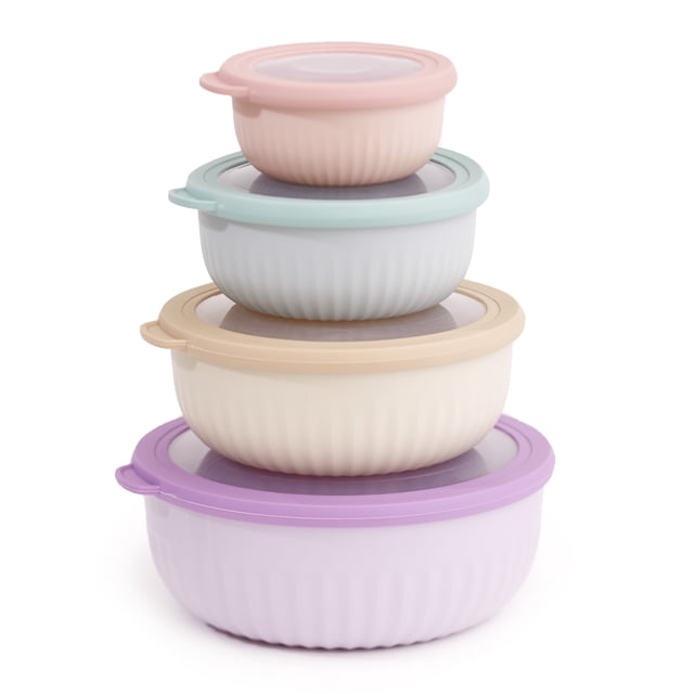 Airtight Food Storage Bowl Set 4 Heavy Duty Containers Multicolor