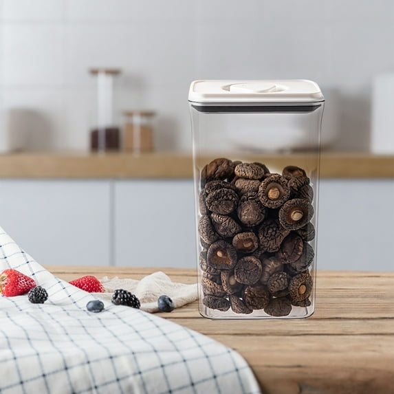 Airtight Food Storage Container 2400ml, Plastic Cereal Container with Easy-Lock Lid, Kitchen Pantry Organization, Flour Rice Cereals Beans Snacks Storage, Clear Material