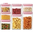 thumbnail image 1 of Airtight Food Storage Container - 7 Pcs One Button Handy Container Stackable Food Containers for Snacks Candy Salt Herbs Spices Coffee Bean Formula Popcorn BPA-Free Tight Seal, 1 of 6