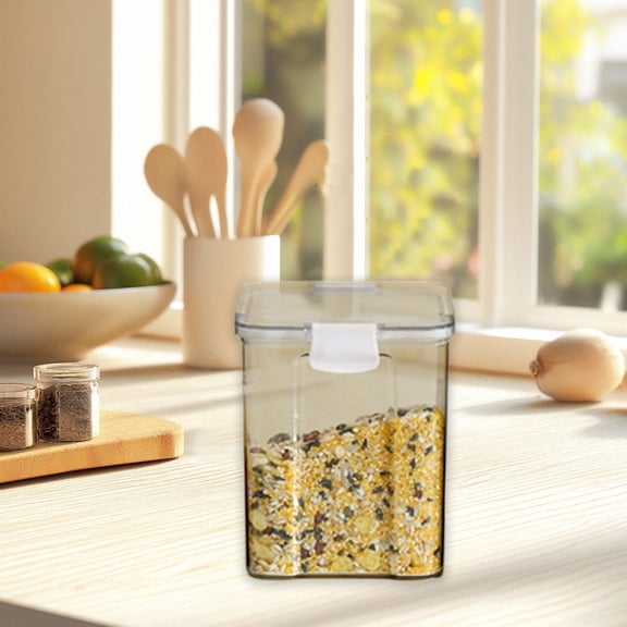 Airtight Food Storage Container Clear Plastic Canister | Kitchen Pantry Organization Bin with Lid | BPA-Free PET, Stackable, Dishwasher Safe, 10.5x12x7-25cm, Leakproof, Dry Food Fresh Keeper