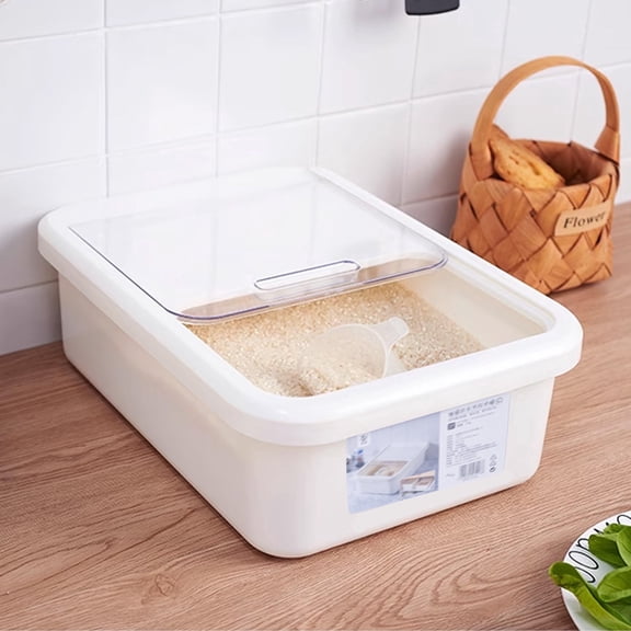 KTFgvq White PVC Airtight Grains Food Storage Containers, 14.56" x 10.43" x 4.92"