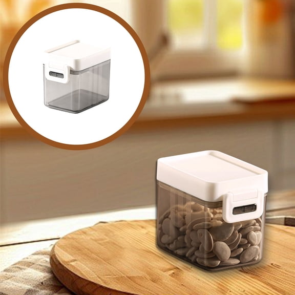 Airtight Food Storage Container with Lid, 300ml Small Chestnut Gray Plastic Box 7*11cm, Leak-Proof Reusable Sealed Jar for Kitchen Pantry, Dishwasher & Freezer Safe for Dry Goods Snacks