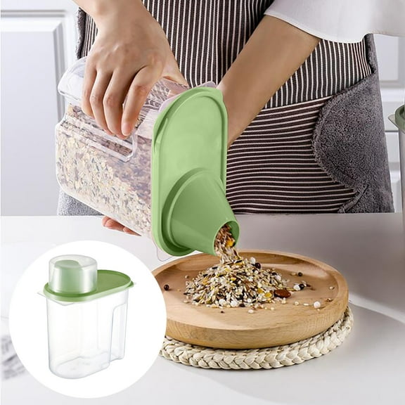 Airtight Food Storage Container Plastic Dry Goods Canister with Seal Kitchen Pantry Organization Cereal Grain Bin,Storage Jar,Food Canister,1PC,Green
