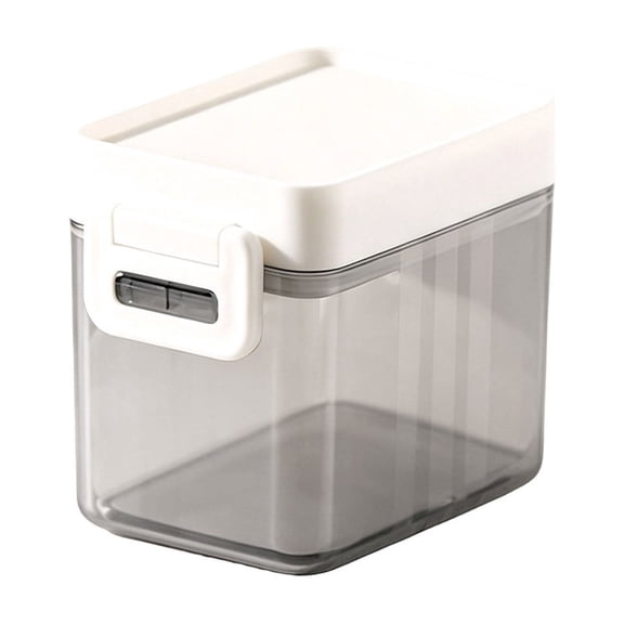 Airtight Food Storage Container,Plastic Kitchen Organization Box with Locking Lid, Stackable Clear Pantry Storage Bin for Cereal, Snack,Sugar, Spice, Tea Coffee,Grey(S)