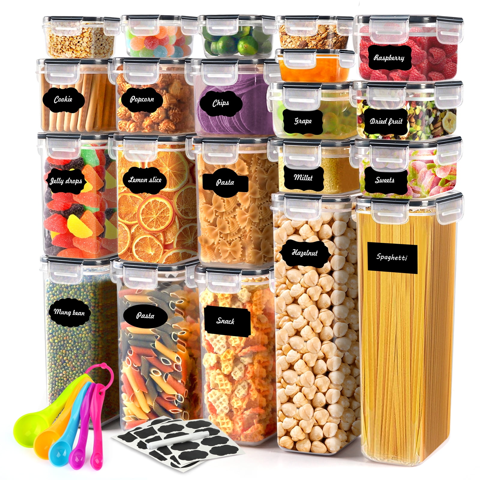 Contenedores herméticos para almacenamiento de alimentos, juego de 36  piezas, organización de cocina y despensa, contenedores de almacenamiento  de