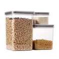 thumbnail image 1 of Airtight Food Storage Container Set (3-Pack) – Includes 4.1 Qt, 2.6 Qt, and 0.4 Qt Stackable Clear Pantry Organizers with Patented Locking Mechanisms, 1 of 2