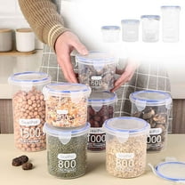 Airtight Food Storage Container Set with Lids, 5-piece Plastic Kitchen Canisters for Flour, Sugar, Rice & Dry Goods, Clear Stackable Pantry Organization for Cabinet and Countertop Use