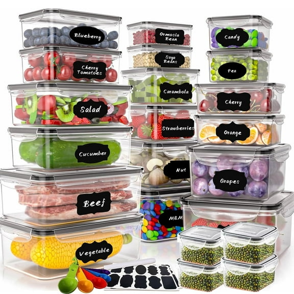 Airtight Food Storage Container Set Meal Prep Container, Tupperware Sets With Lids, Food Storage Containers, Marker & Labels