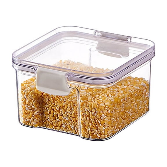 Airtight Food Storage Container Set, Wenini 5-Piece Plastic Canister with Buckle Lid, Transparent Dry Storage Jar for Flour Cereal Snacks Candy Kitchen Pantry, White