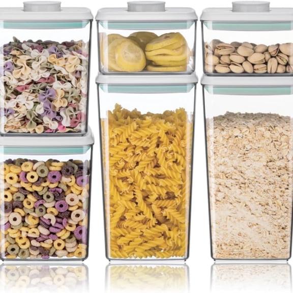 Airtight Food Storage Container Sets with Lids 6Pcs Pop Containers for Kitchen Pantry Organization BPA-Free Stackable Kitchen Storage Containers for Cereal Flour Sugar