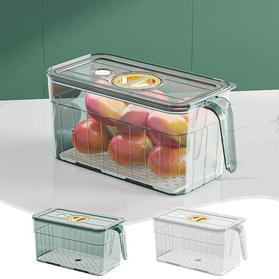 Airtight Food Storage Container | Stackable Plastic Organizer with Easy-Grip Handle | Clear or Green | 11×4.6×4.7 in | Freezer Pantry Cabinet Countertop Use | 1-Pack | Durable Wipe-Clean Surface