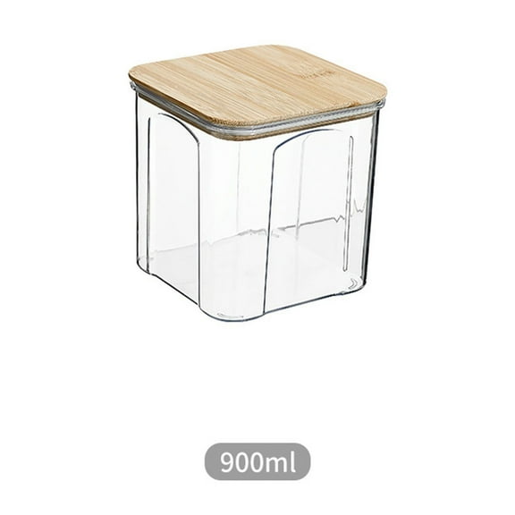 Airtight Food Storage Container with Bamboo Lid, Clear Plastic Canister for Dry Goods, Rice, Grains, Pasta, Snacks and Pantry Organization