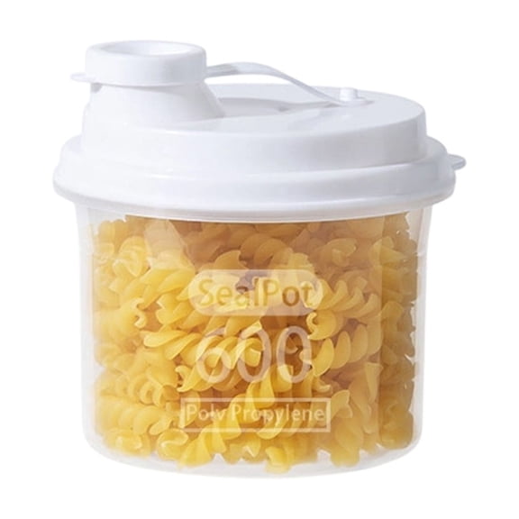 Airtight Food Storage Container with Pour Spout – Clear Plastic Seal Pot for Rice, Grains & Pasta, 600ml