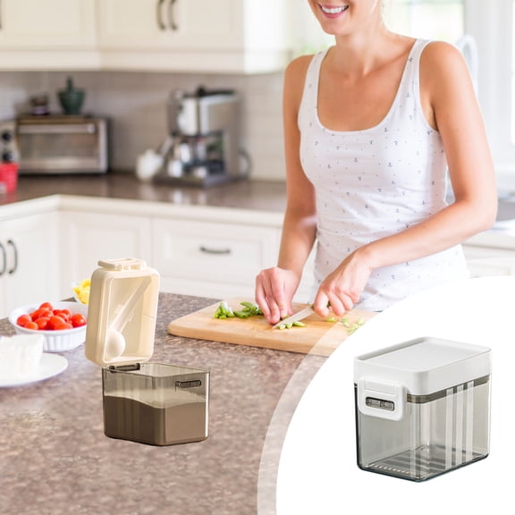 Airtight Food Storage Container with Scoop, Clear Plastic, Stackable Pantry Bin for Cereal, Dry Goods, Coffee Beans, Sugar, Flour, Snacks